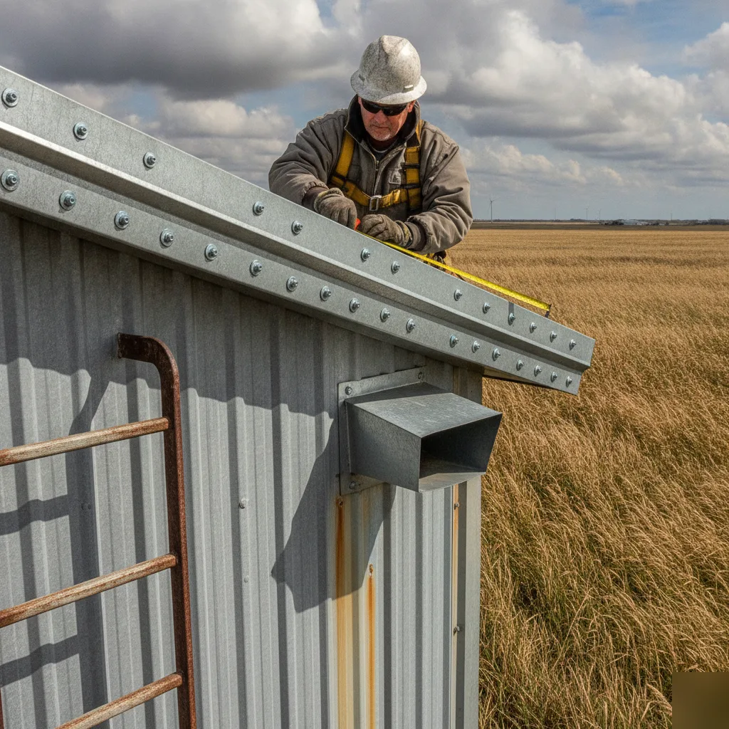 Wind-resistant roof fasteners on a metal building in Mason City Iowa