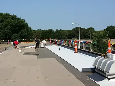 Commercial roofing project by A-1 Roofing Services