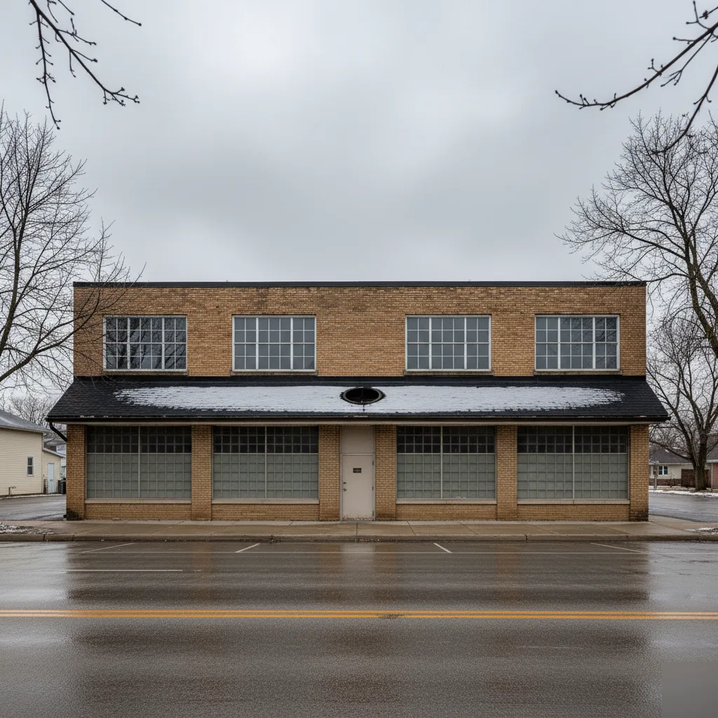 Commercial flat roof in Mason City Iowa during winter freeze-thaw conditions
