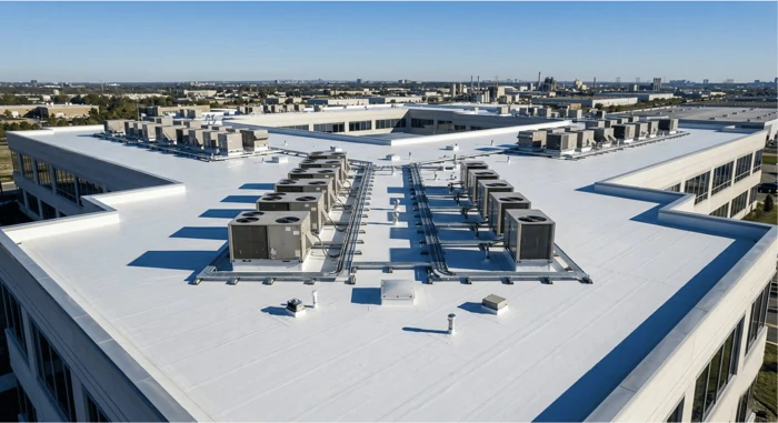 Commercial flat roof installation in Mason City Iowa