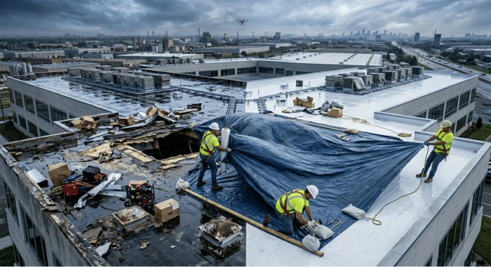 Storm damage roof repair in Mason City Iowa