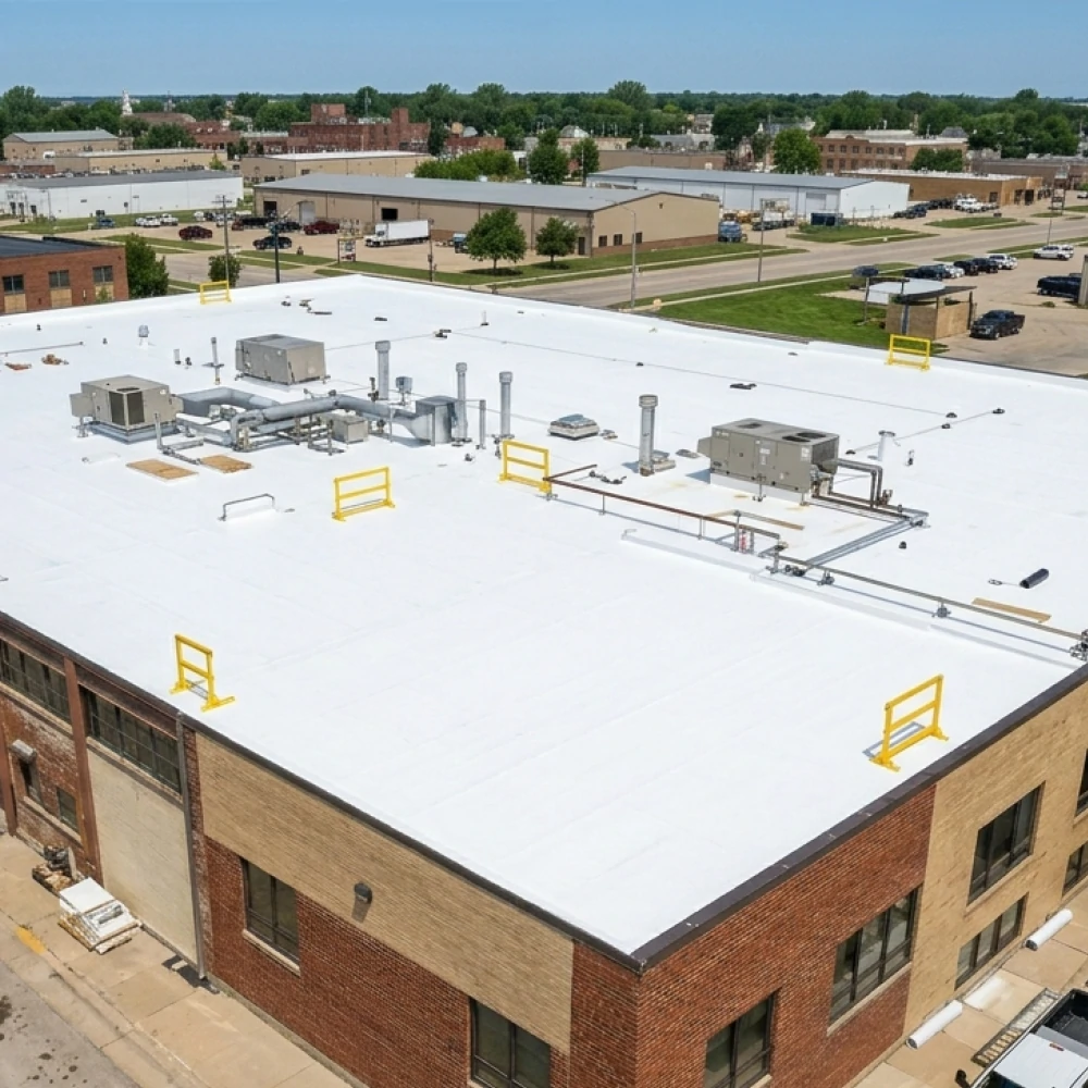 New TPO flat roof installed on North Iowa commercial building