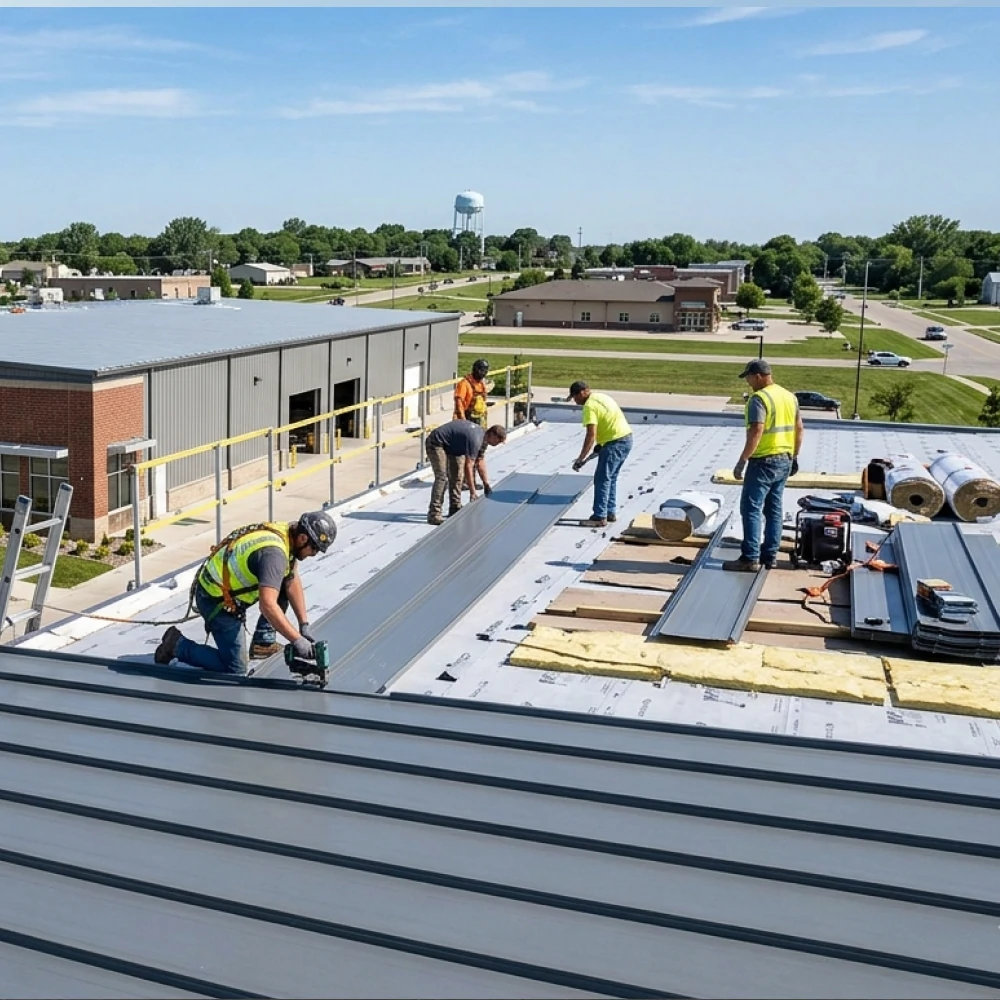 New asphalt shingle roof being installed in Mason City Iowa