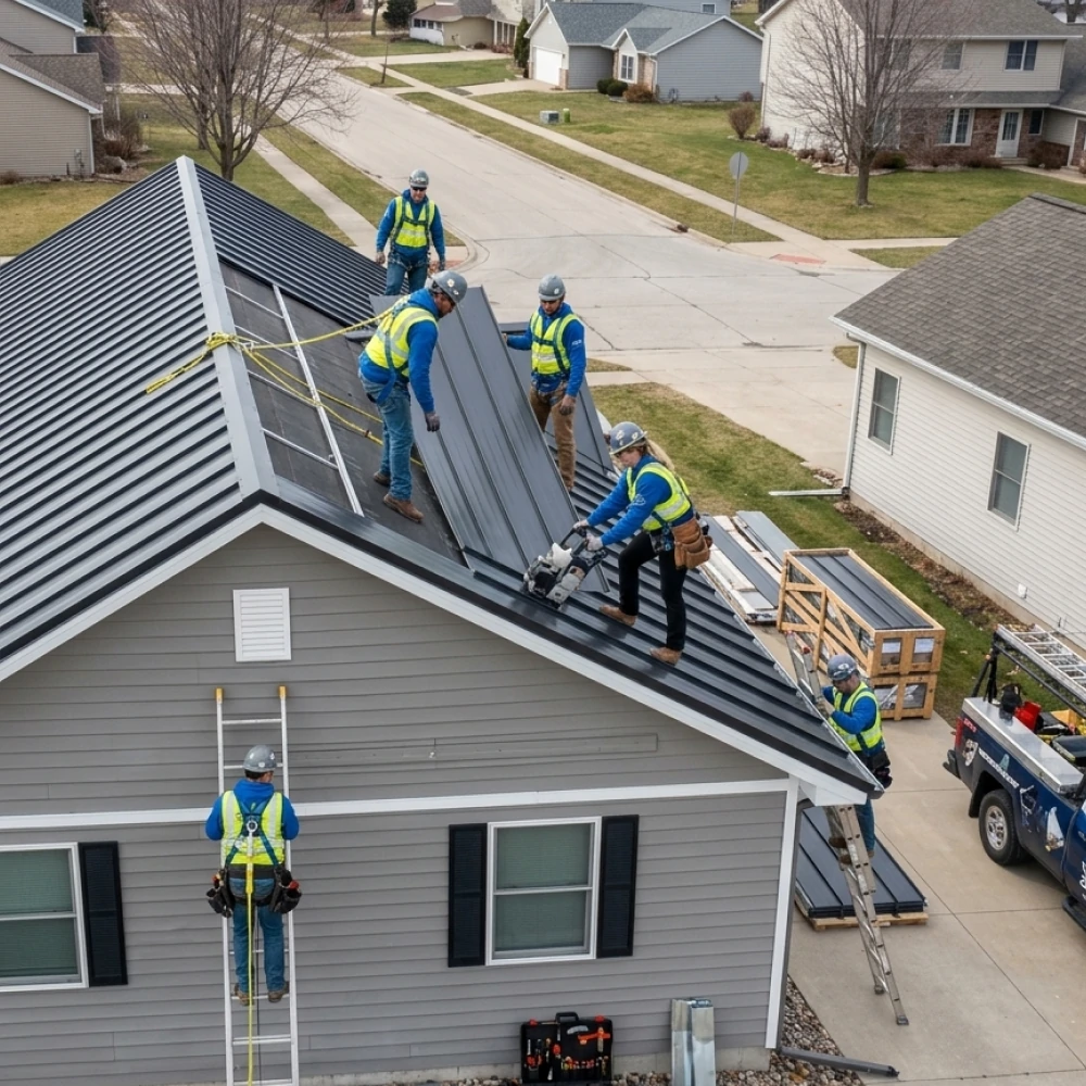 Completed residential roof replacement on a home in Mason City Iowa