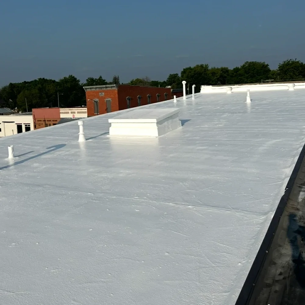 Roof coating mil thickness verification on Mason City Iowa flat roof