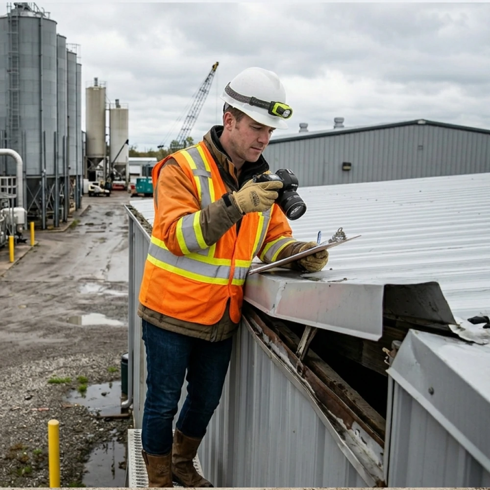 Hail damage documentation on Mason City Iowa roof for insurance claim