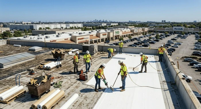 Roof coating application in Mason City Iowa