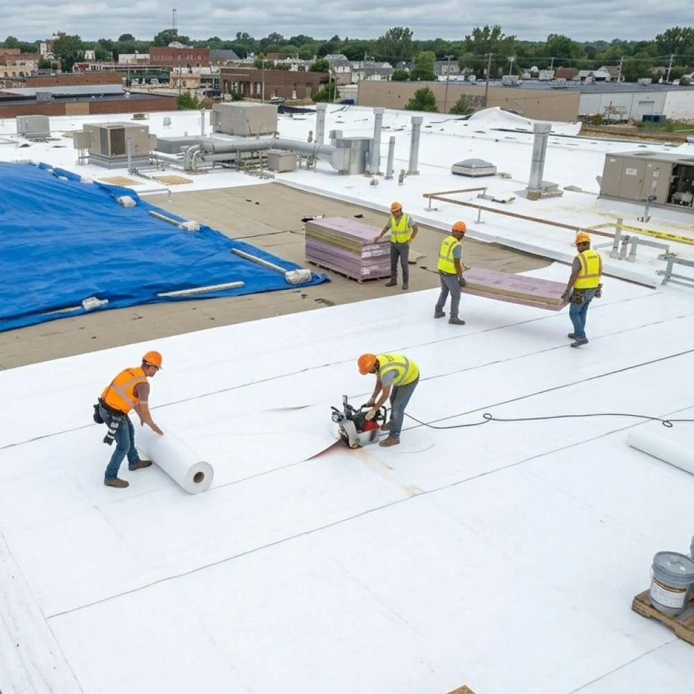 Storm damaged shingles being replaced in Mason City Iowa