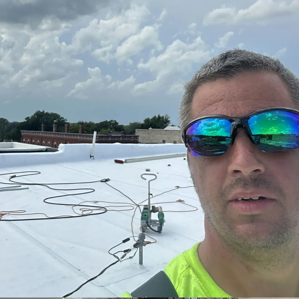 TPO flat roof installation on Mason City Iowa commercial building
