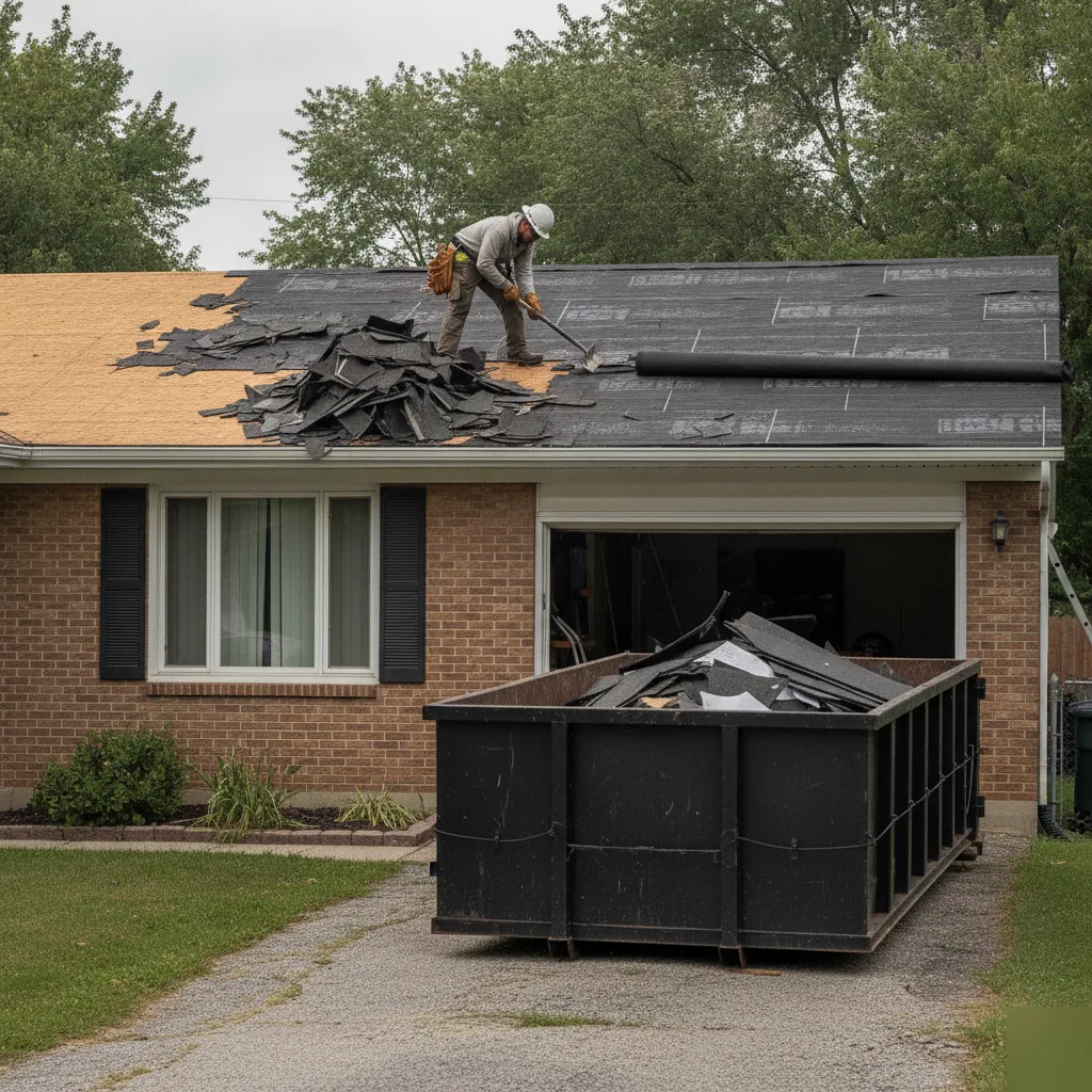 Large commercial roof section replacement triggering code compliance in Mason City