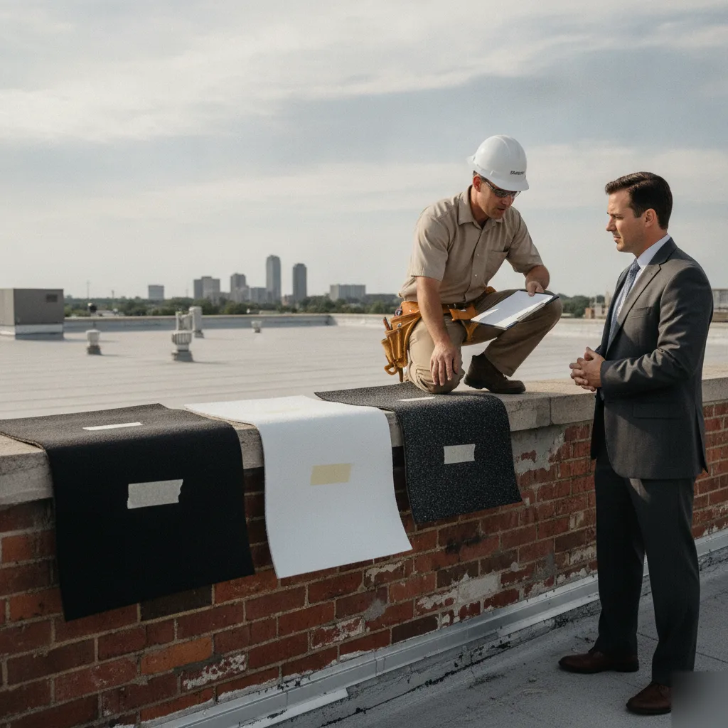 Comparison of EPDM and TPO commercial roofing materials and their costs in Mason City